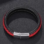 Pulsera Cuero Trenzado Roja