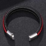 Pulsera Cuero Trenzado Roja