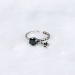 Anillo De Vintage Estrella Piedra Negra - S925