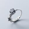 Anillo De Vintage Estrella Piedra Negra - S925