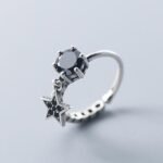 Anillo De Vintage Estrella Piedra Negra - S925
