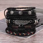 Set De Pulsera Tejida Pluma