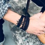 Pulsera De Cuero Tejida Timón De Barco