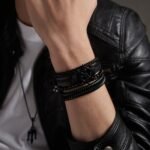 Pulsera De Cuero Tejida Timón De Barco