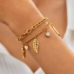 Pulsera De Hojas Dorada