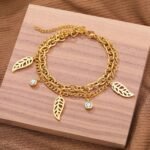 Pulsera De Hojas Dorada