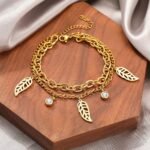 Pulsera De Hojas Dorada