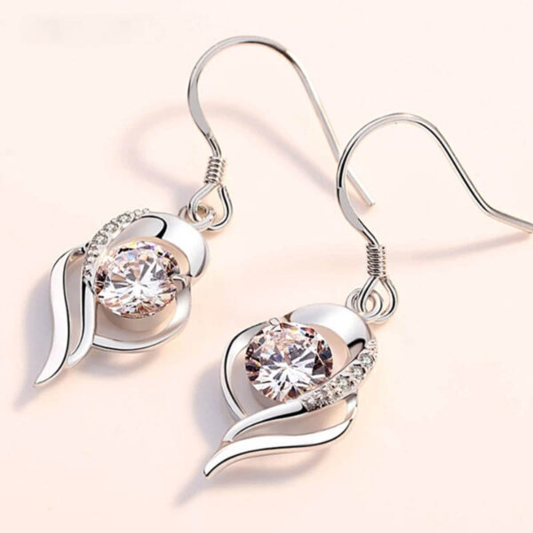 Aretes De Corazón y Cristal - Plata Esterlina - Imagen 5