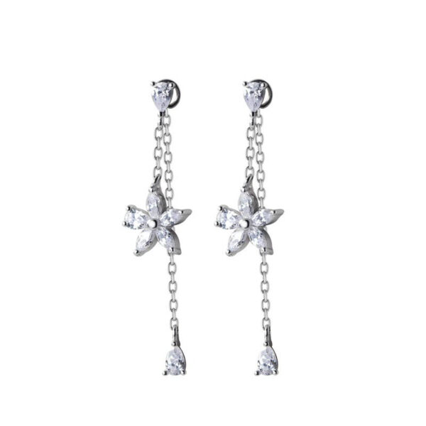 Aretes De Flor Con Piedras - Plata Esterlina
