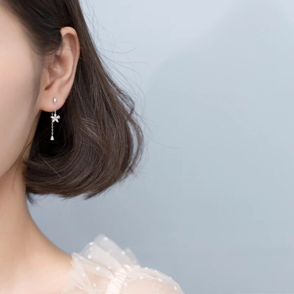 Aretes De Flor Con Piedras - Plata Esterlina - Imagen 3
