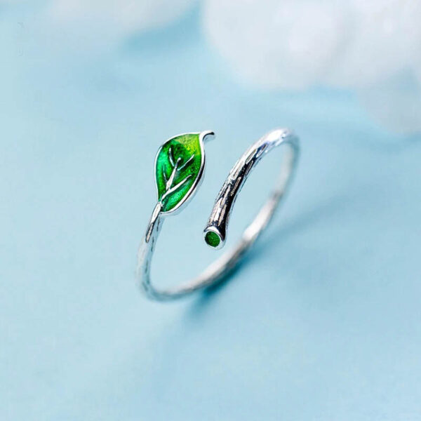 Anillo De Hoja - Plata Esterlina - Imagen 3