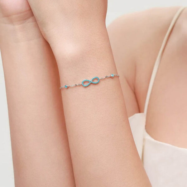 Pulsera De infinito Turquesa - Plata Esterlina - Imagen 3