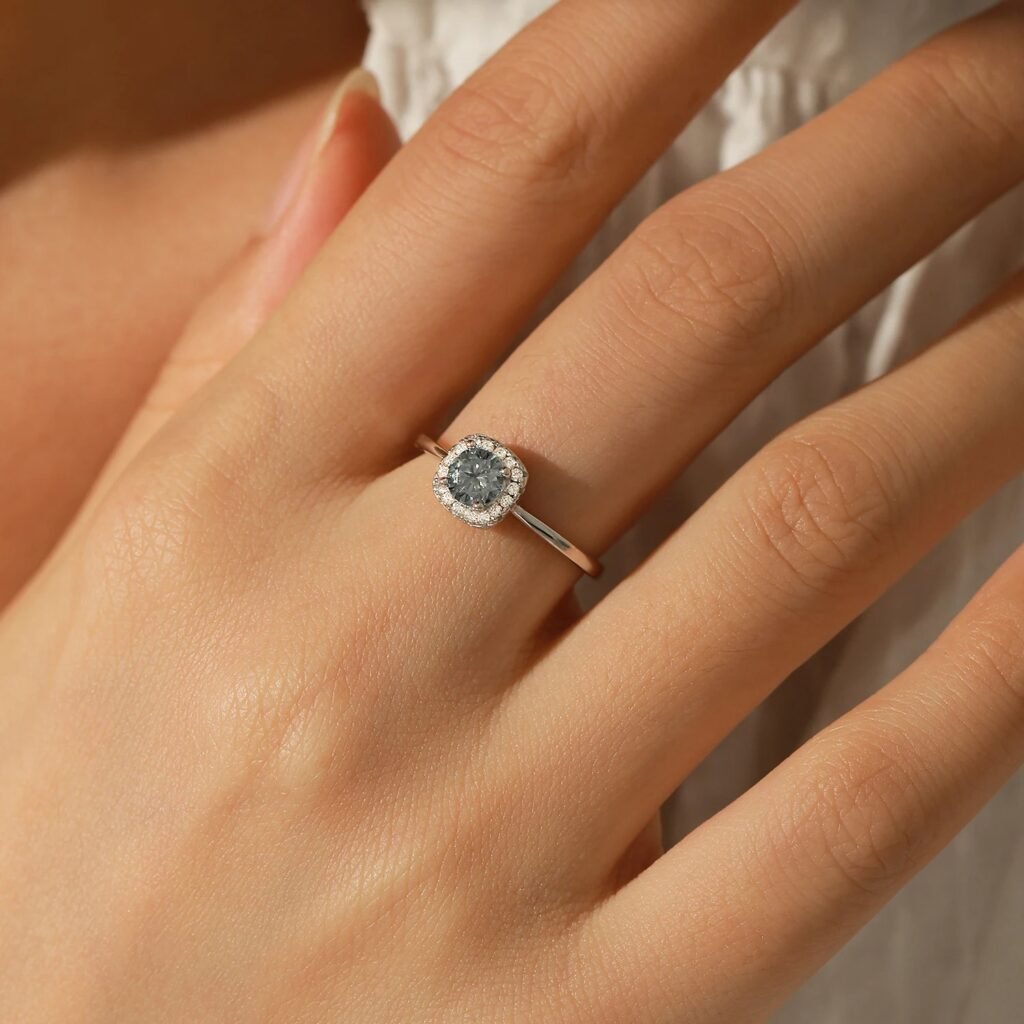 Anillo Crystal Halo – Plata Esterlina - Detalle