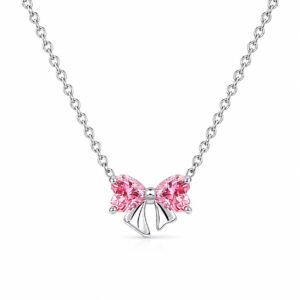 Collar Pink Bow - Plata Esterlina